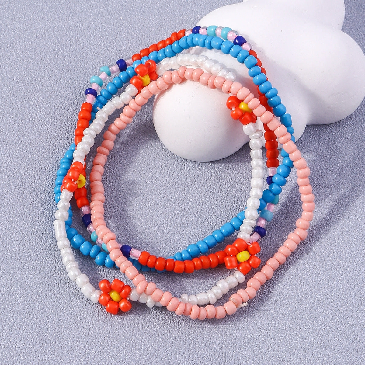 Wholesale Colorful Rice Beads Hand Woven Tassel Bracelet Set