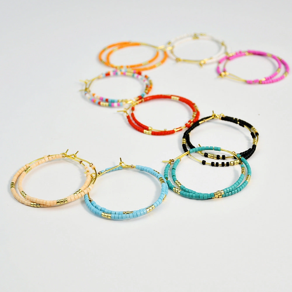 Wholesale Colorful Rice Beads Large Earrings