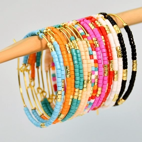 Wholesale Colorful Rice Beads Large Earrings