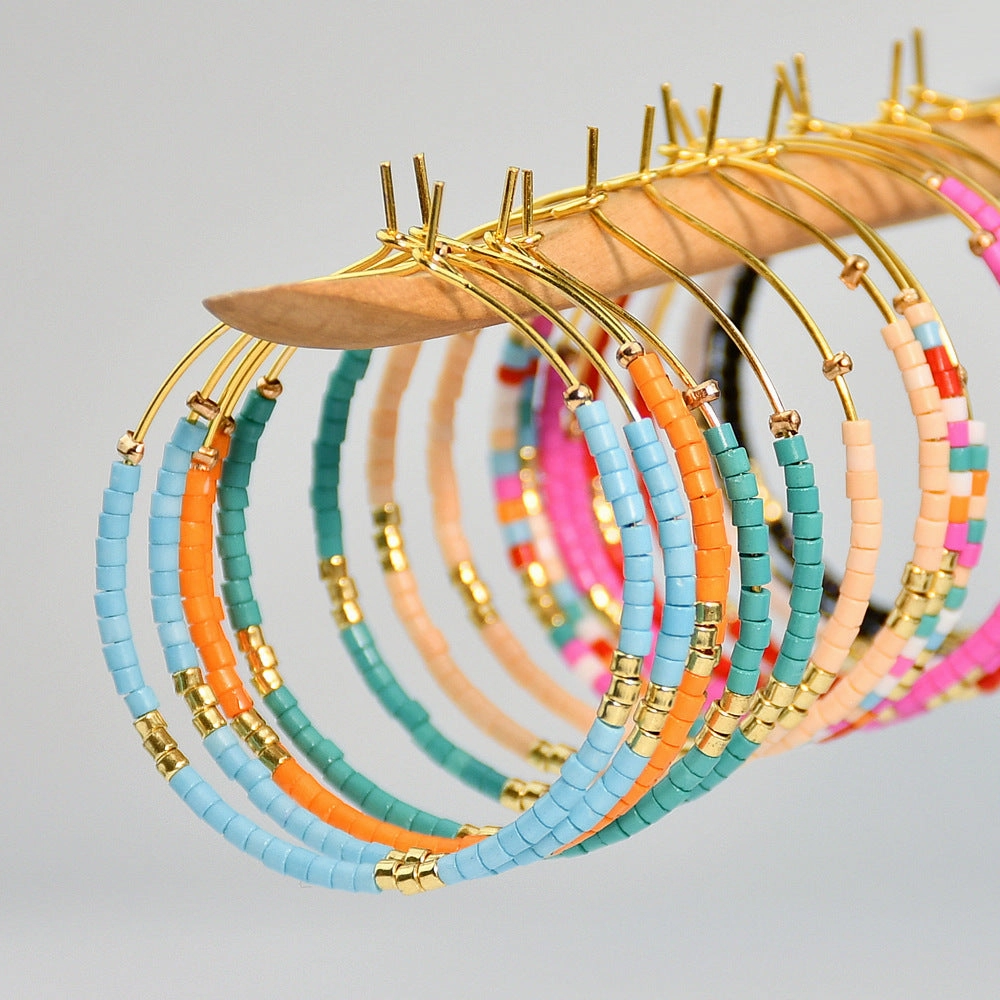 Wholesale Colorful Rice Beads Large Earrings