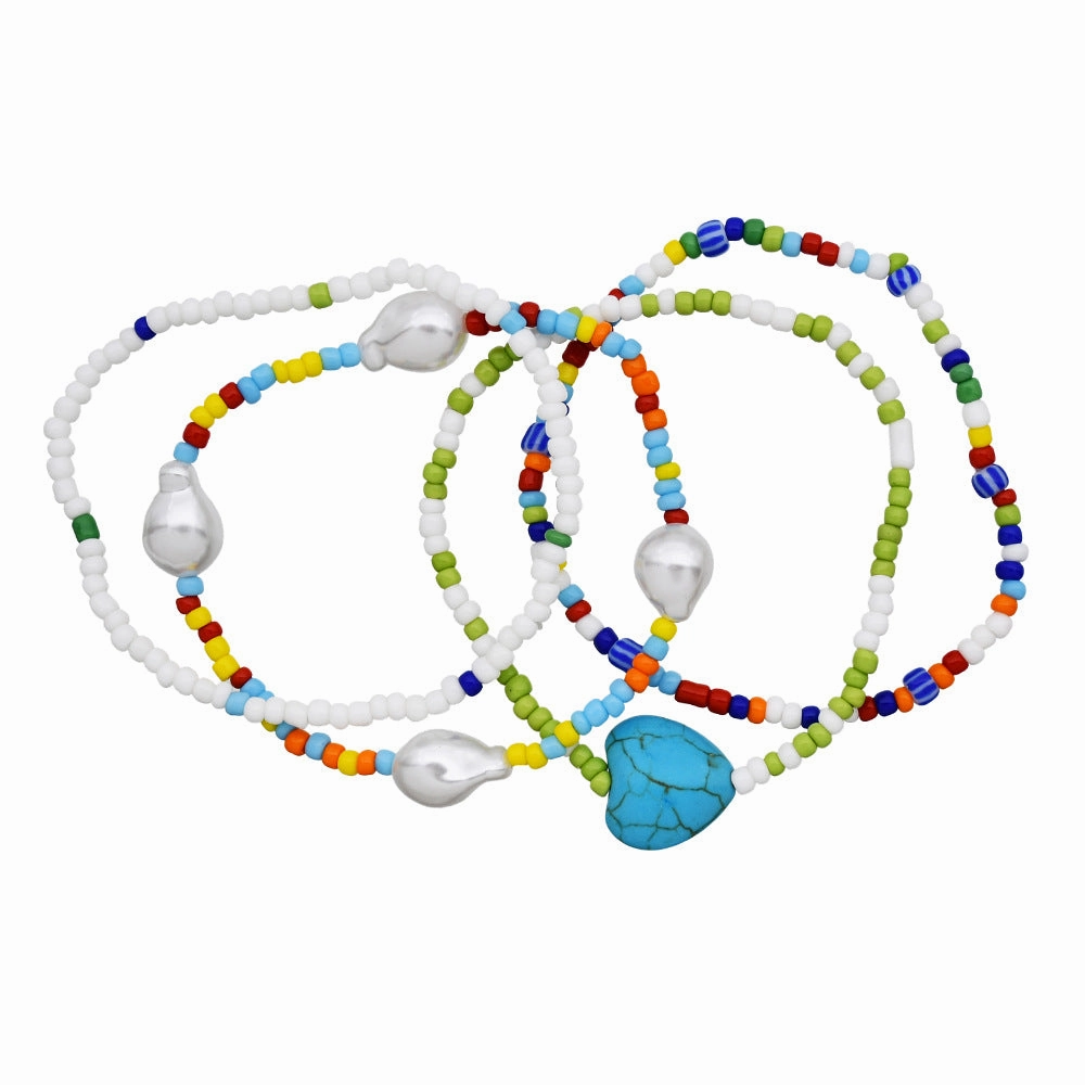 Wholesale Colorful Rice Beads Pearl Starfish Bracelet Set of Three