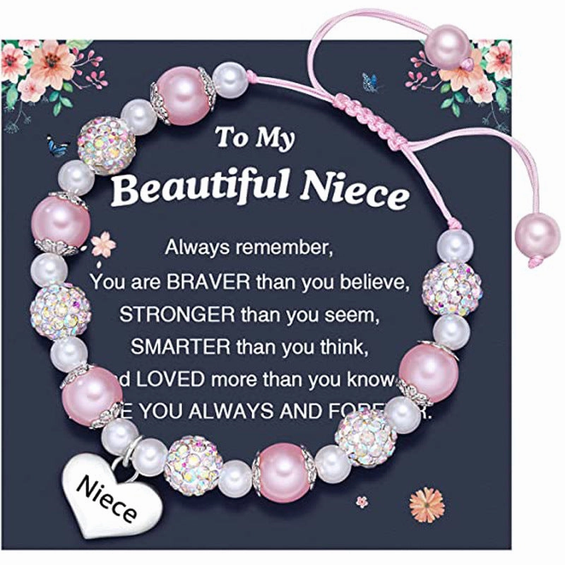Wholesale Colorful Shell Beads Heart Pendant Shambhala Powder Pearl Bracelet