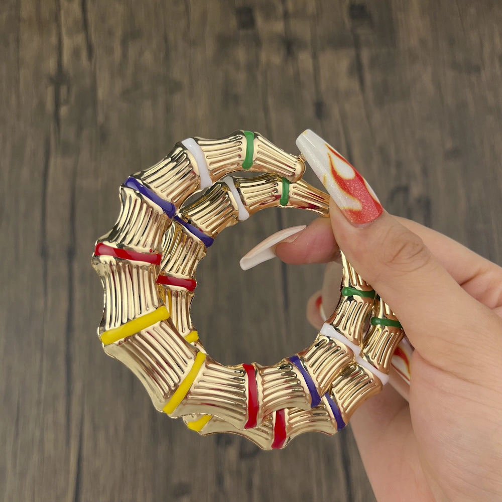 Wholesale Colorful Slub Alloy Earrings