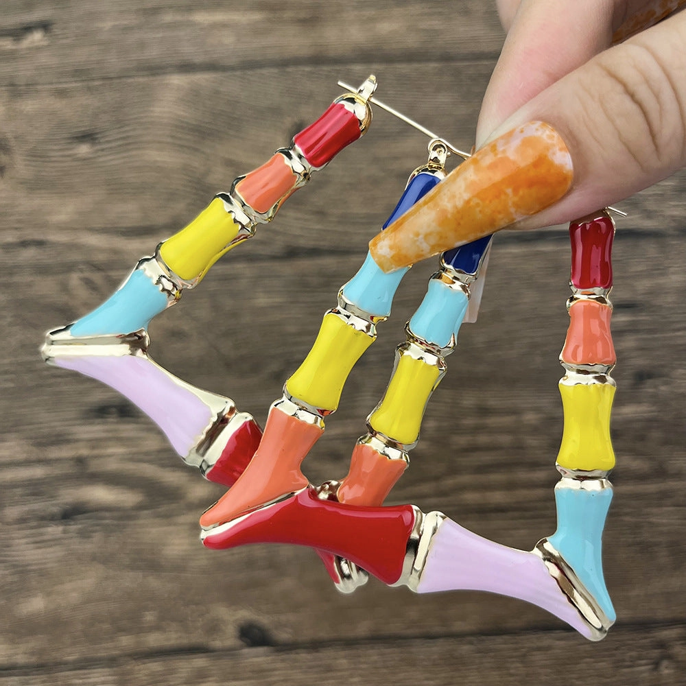 Wholesale Colorful Slub Alloy Earrings