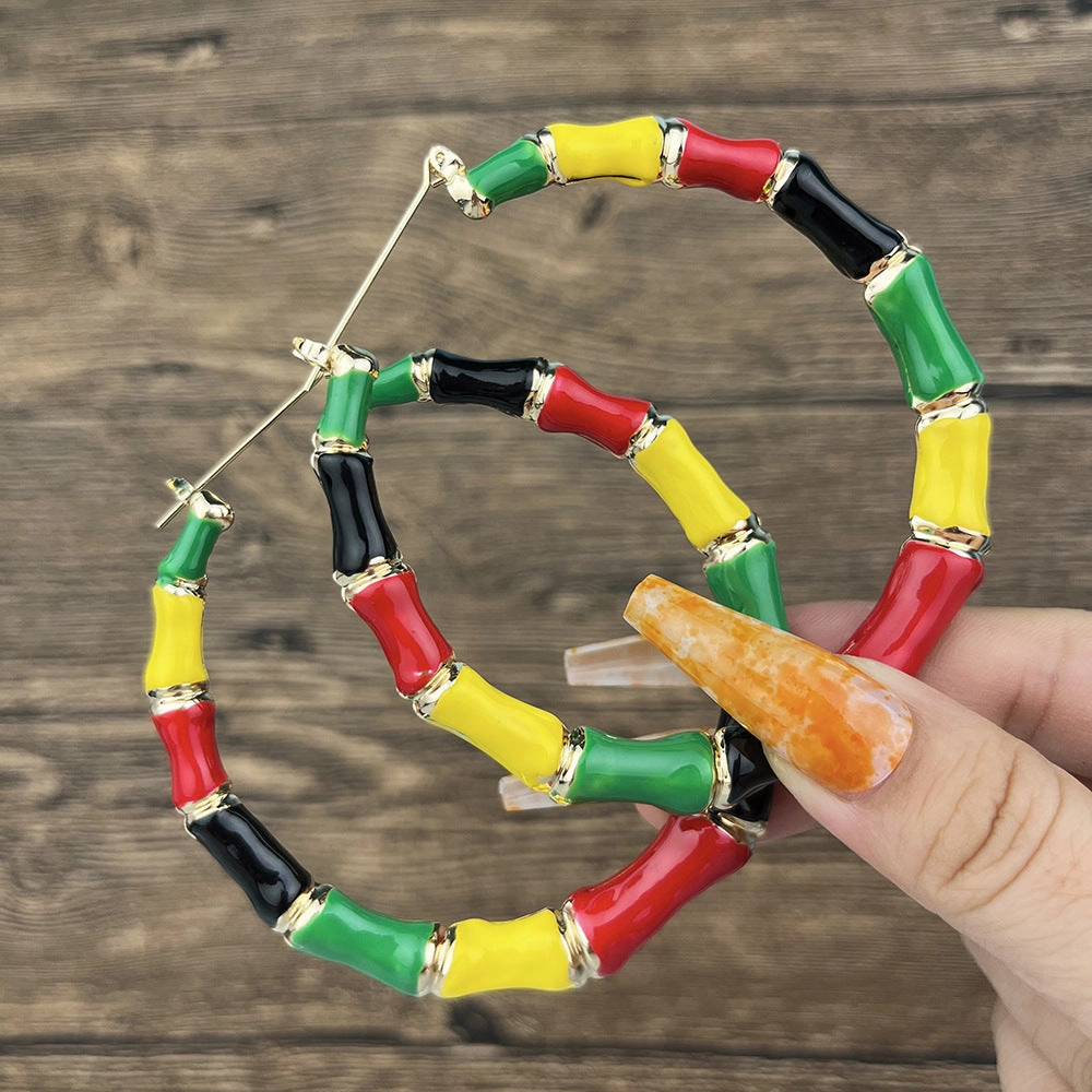 Wholesale Colorful Slub Alloy Earrings