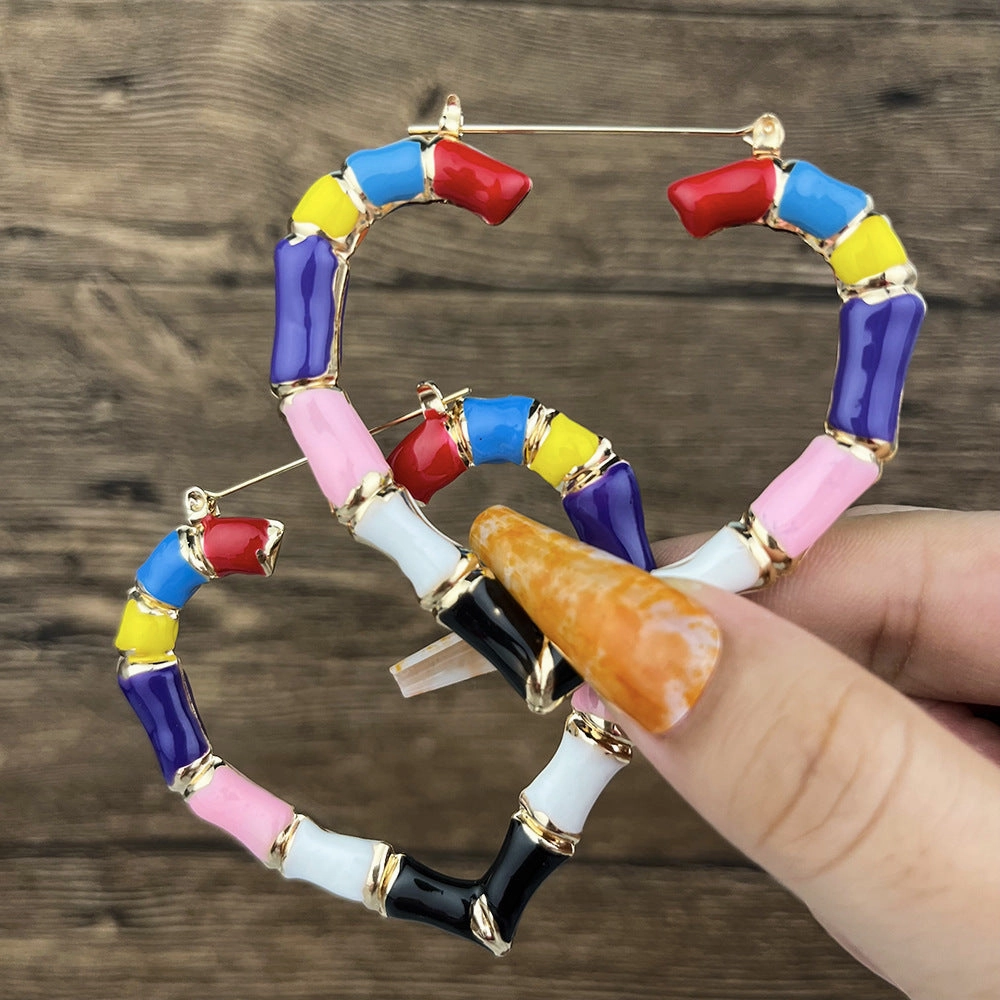 Wholesale Colorful Slub Alloy Earrings