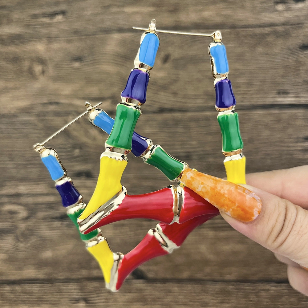 Wholesale Colorful Slub Alloy Earrings