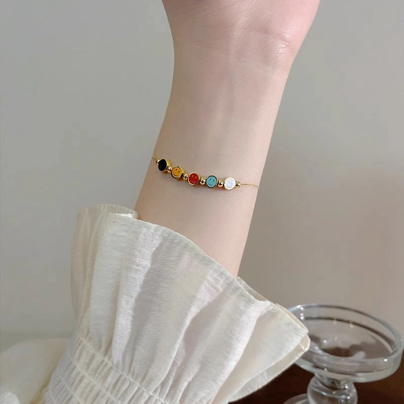Wholesale Colorful Smiley Oil Dripping Titanium Steel Necklace