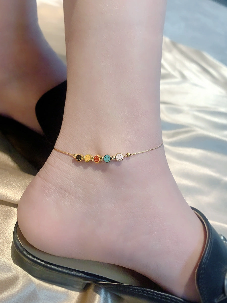 Wholesale Colorful Smiley Oil Dripping Titanium Steel Necklace