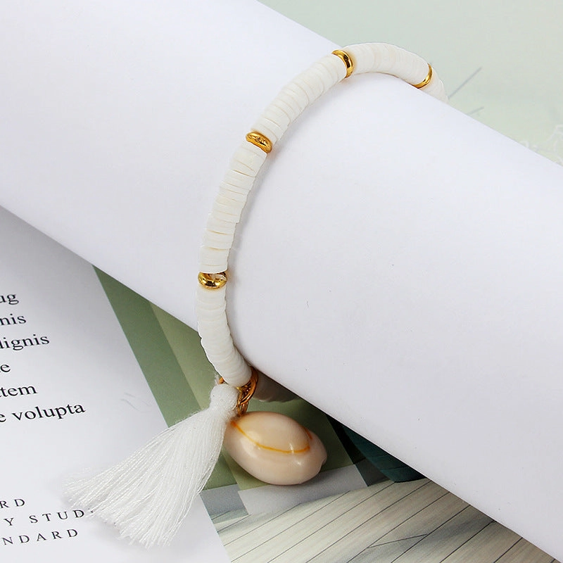 Wholesale Colorful Soft Pottery Shell Tassel Bracelet