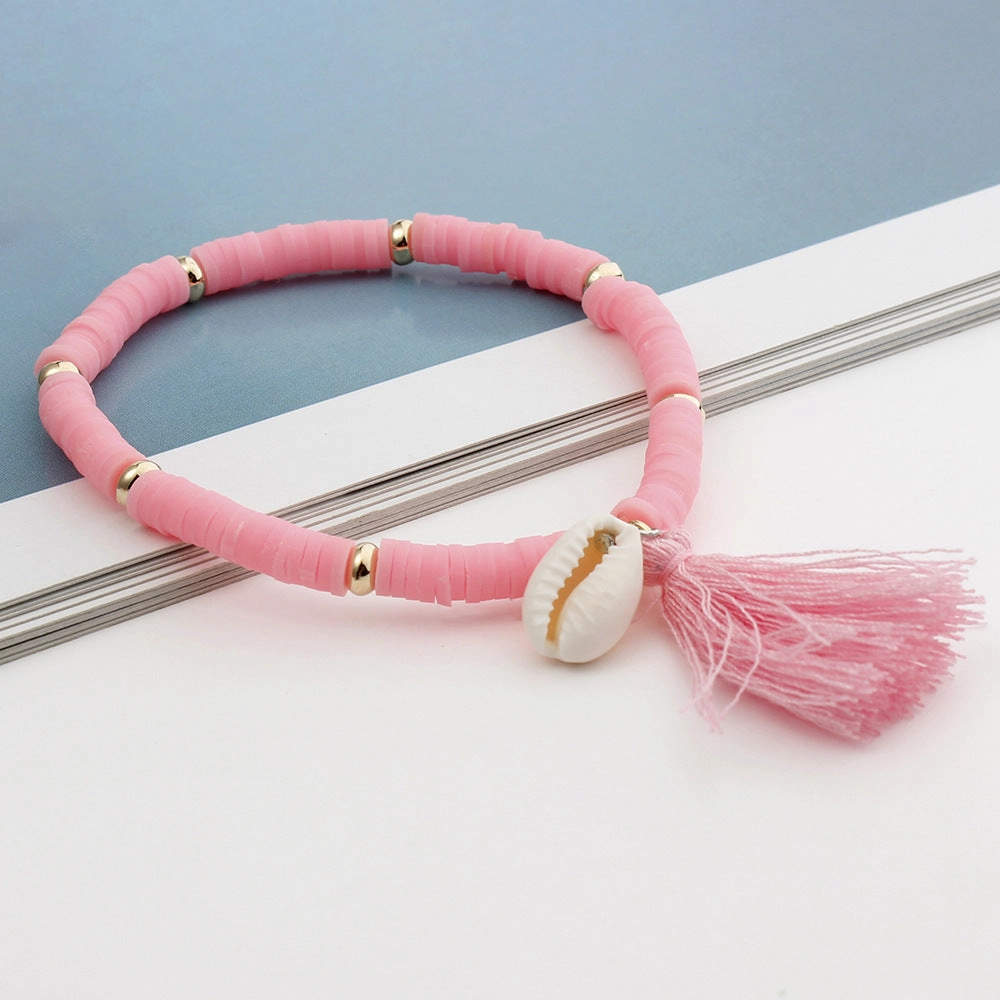 Wholesale Colorful Soft Pottery Shell Tassel Bracelet