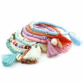 Wholesale Colorful Soft Pottery Shell Tassel Bracelet