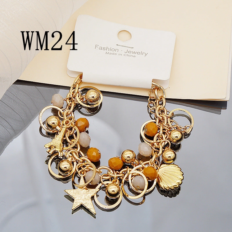 Wholesale Colorful Star Smiley Face Pendant Multilayer Beaded Bracelet