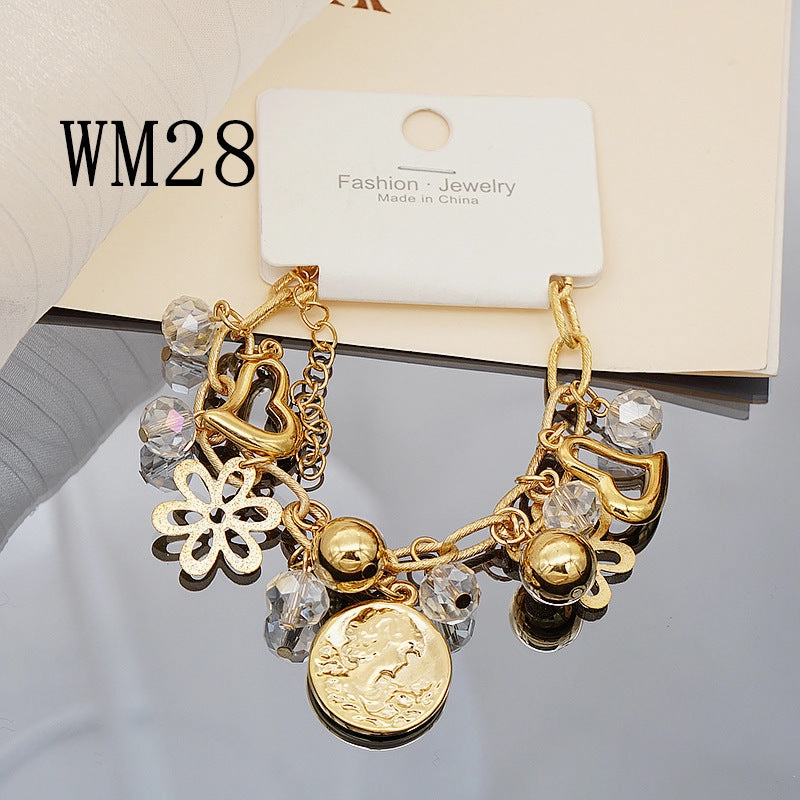 Wholesale Colorful Star Smiley Face Pendant Multilayer Beaded Bracelet