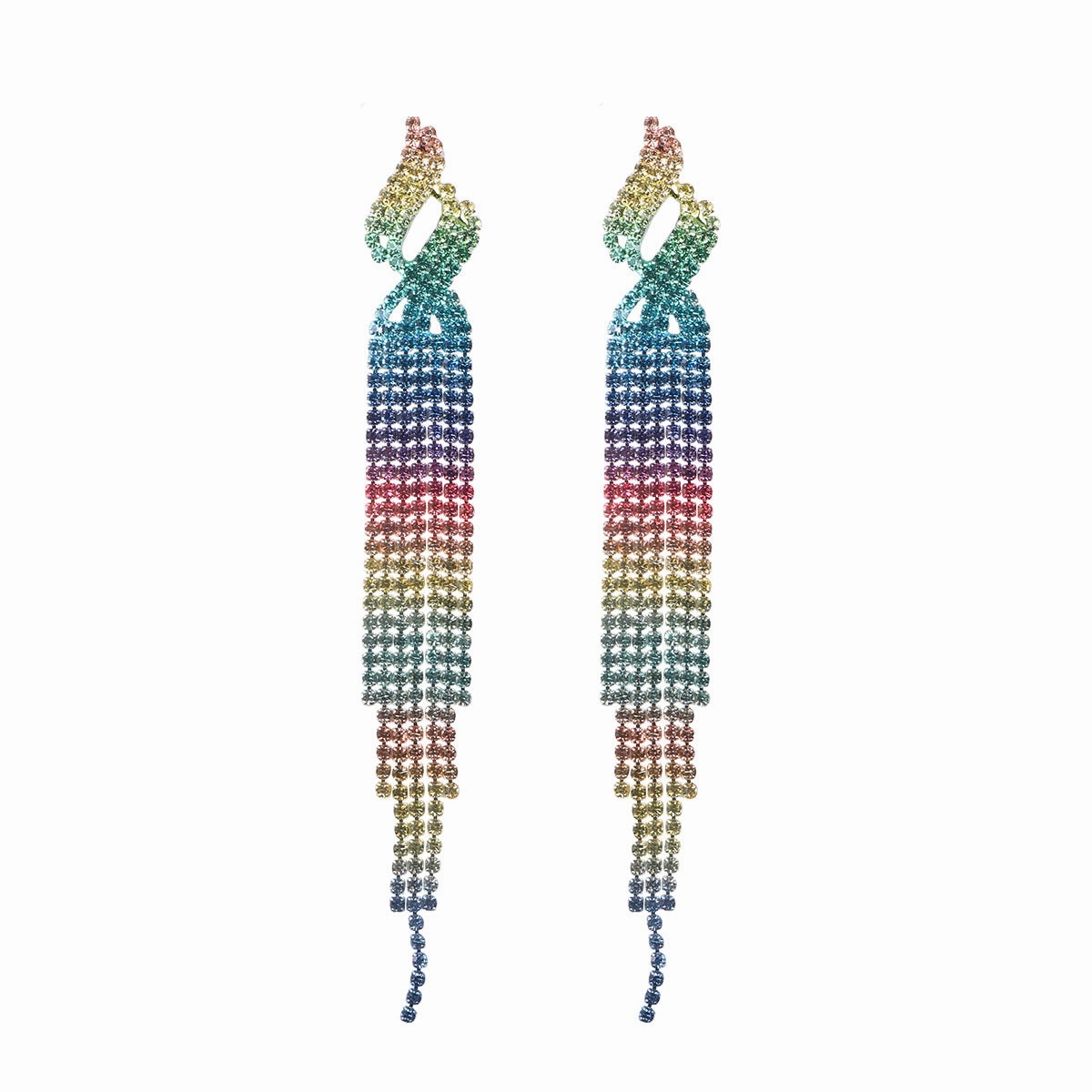 Wholesale Colorful Super Sparkling Rhinestone Long Tassel Earrings