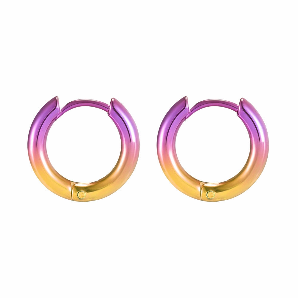 Wholesale Colorful Titanium Steel Geometric Shape Punk Earrings