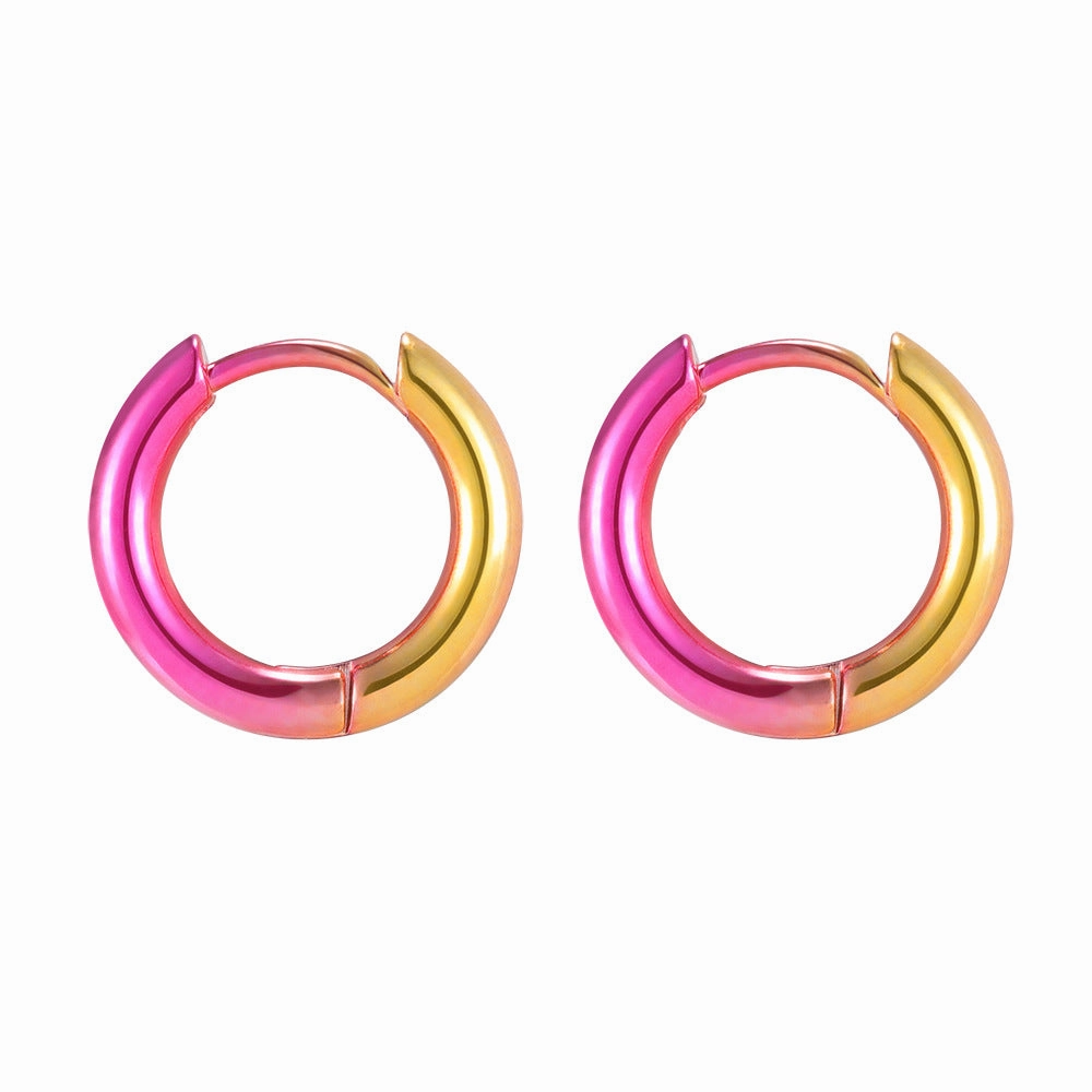 Wholesale Colorful Titanium Steel Geometric Shape Punk Earrings
