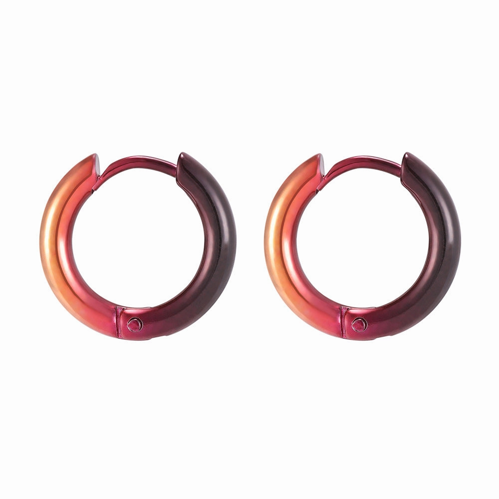 Wholesale Colorful Titanium Steel Geometric Shape Punk Earrings