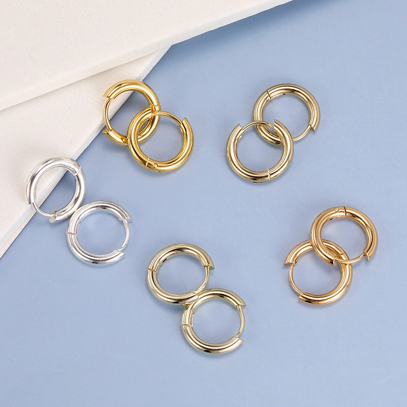 Wholesale Colorful Titanium Steel Geometric Shape Punk Earrings