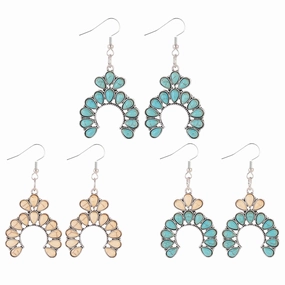 Wholesale Colorful Turquoise Pearly Peacock Blue Alloy Earrings