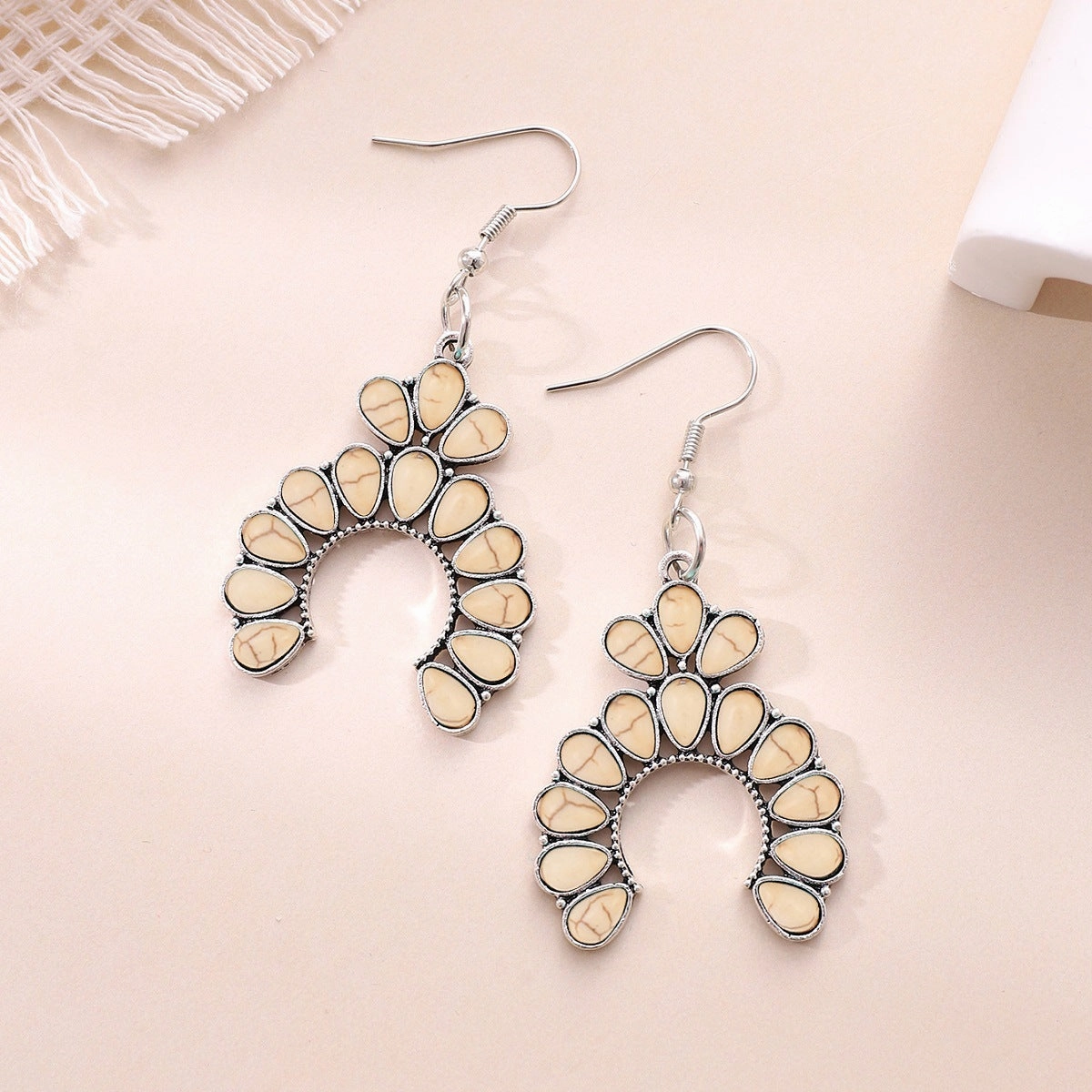 Wholesale Colorful Turquoise Pearly Peacock Blue Alloy Earrings