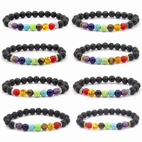 Wholesale Colorful Volcanic Stone Aromatherapy Beaded Bracelet