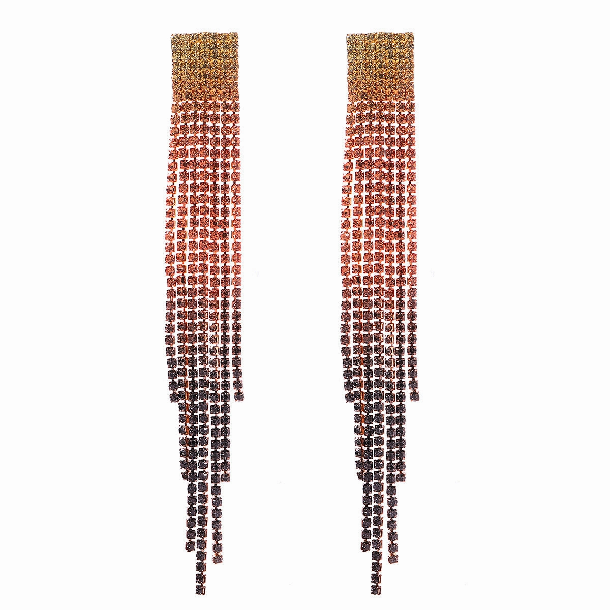 Wholesale Colorful Water Diamond Long Claw Chain Tassel Alloy Earrings