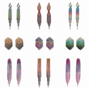 Wholesale Colorful Water Diamond Long Claw Chain Tassel Alloy Earrings