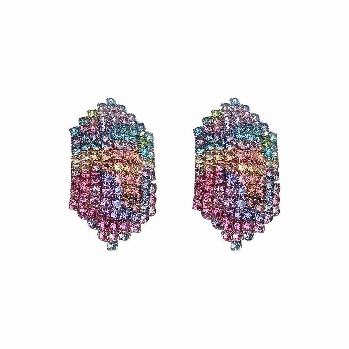 Wholesale Colorful Water Diamond Long Claw Chain Tassel Alloy Earrings