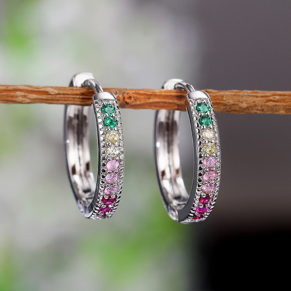 Wholesale Colorful Zircon Copper Earrings