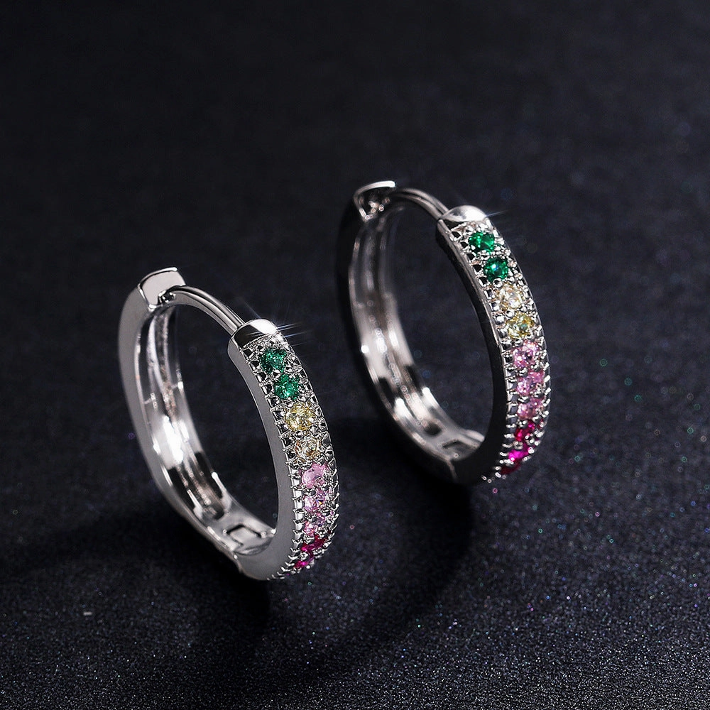 Wholesale Colorful Zircon Copper Earrings
