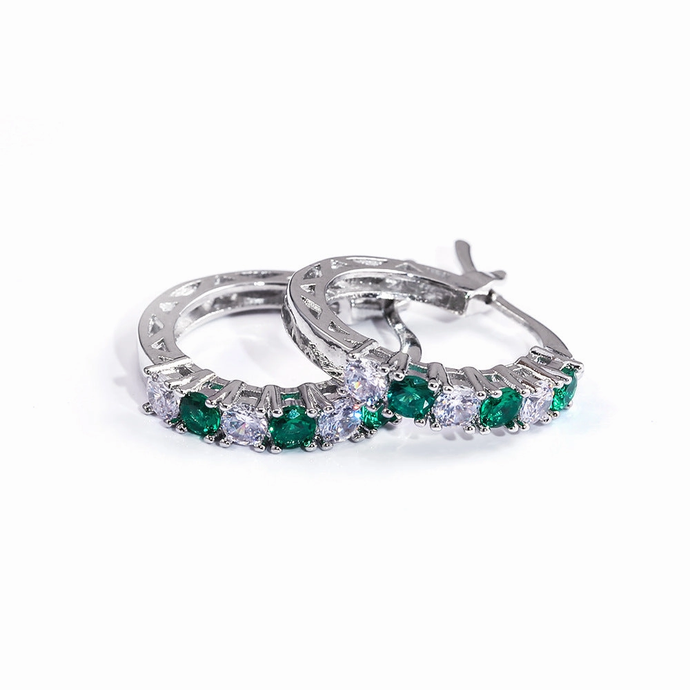 Wholesale Colorful Zircon Copper Earrings