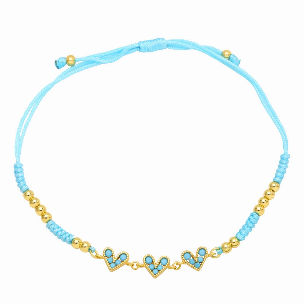 Wholesale Colorful Zircon Heart Hand Woven Bracelet