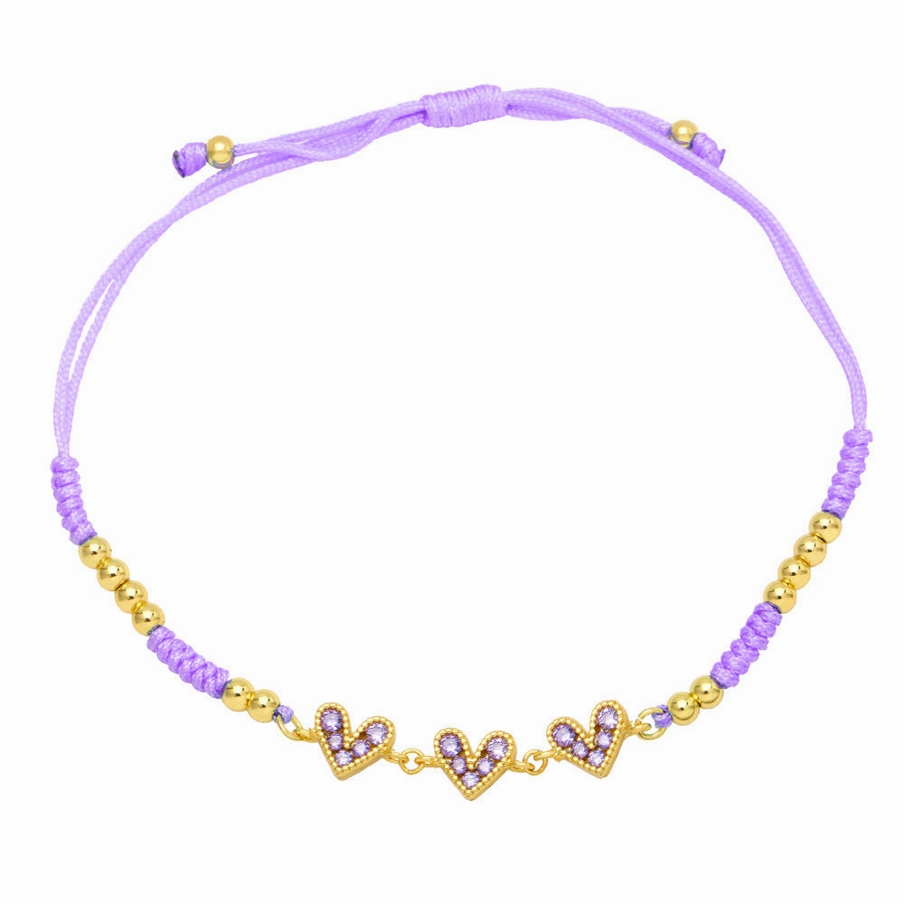 Wholesale Colorful Zircon Heart Hand Woven Bracelet