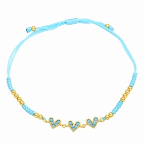 Wholesale Colorful Zircon Heart Hand Woven Bracelet
