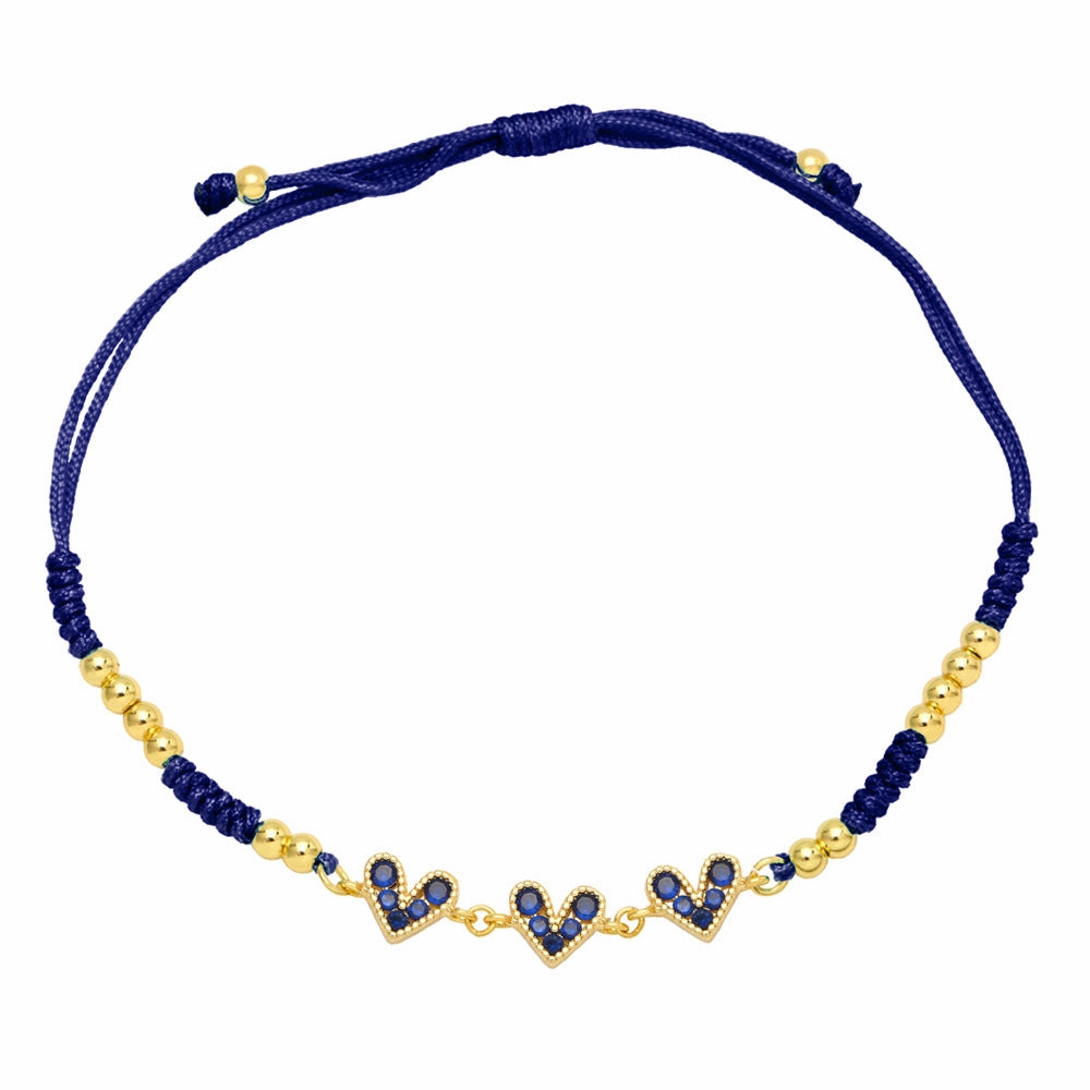 Wholesale Colorful Zircon Heart Hand Woven Bracelet