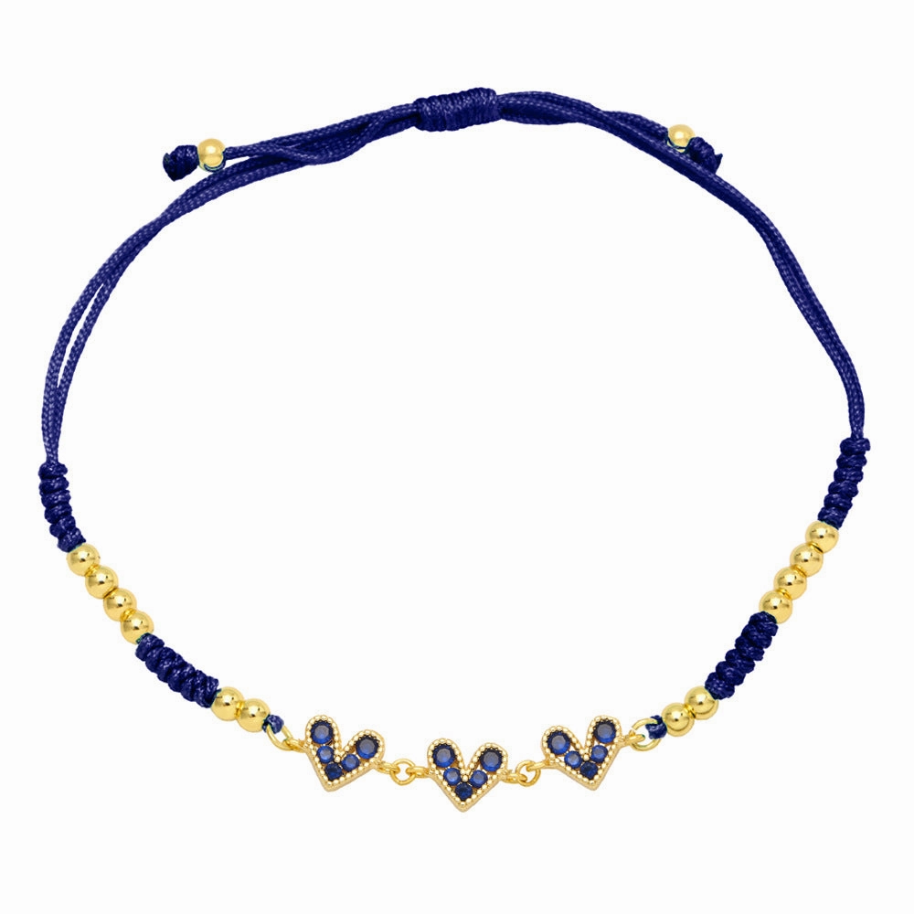 Wholesale Colorful Zircon Heart Hand Woven Bracelet