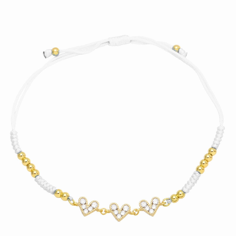 Wholesale Colorful Zircon Heart Hand Woven Bracelet