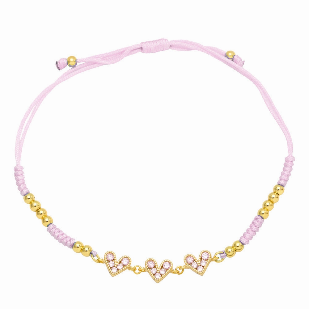 Wholesale Colorful Zircon Heart Hand Woven Bracelet