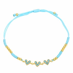 Wholesale Colorful Zircon Heart Hand Woven Bracelet