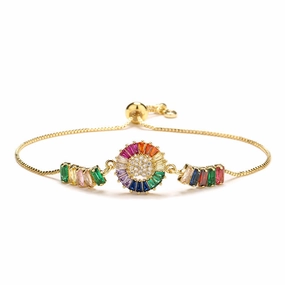 Wholesale Colorful Zircon Heart Shape Valentine's Day Adjustable Bracelet