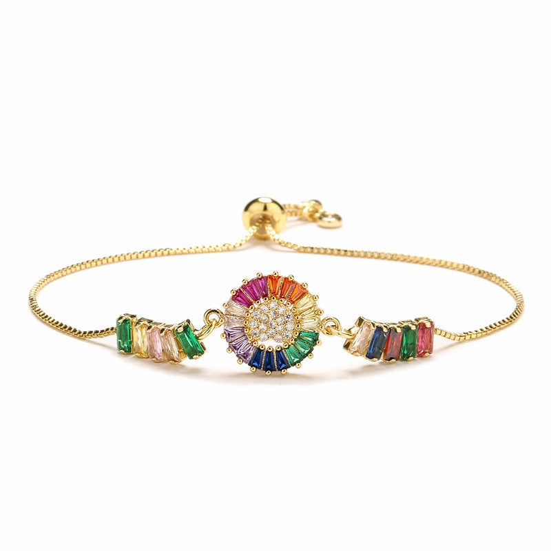 Wholesale Colorful Zircon Heart Shape Valentine's Day Adjustable Bracelet