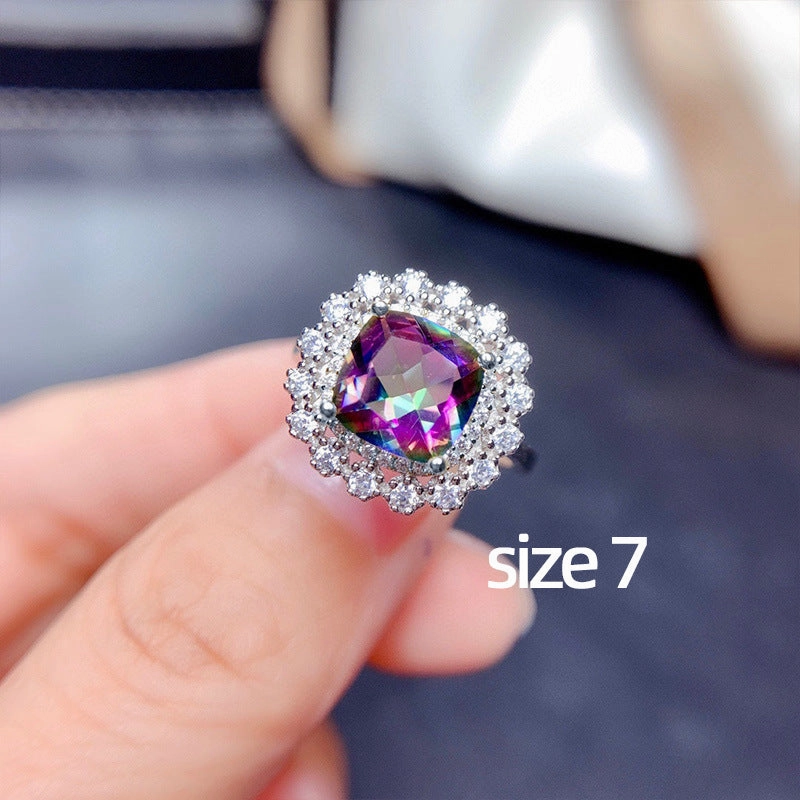 Wholesale Colorful Zircon Necklace Earrings Ring Set OLY-RS-Caoshi003