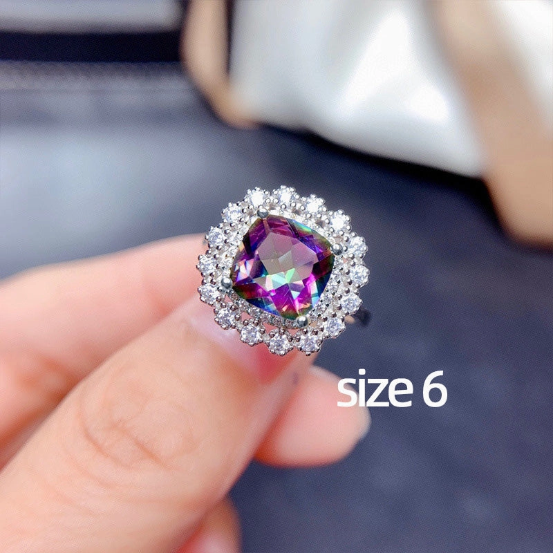 Wholesale Colorful Zircon Necklace Earrings Ring Set OLY-RS-Caoshi003
