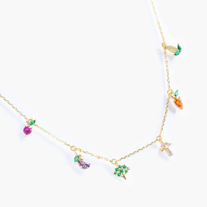 Wholesale colorful zircon pendant creative clavicle chain necklace