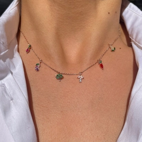 Wholesale colorful zircon pendant creative clavicle chain necklace
