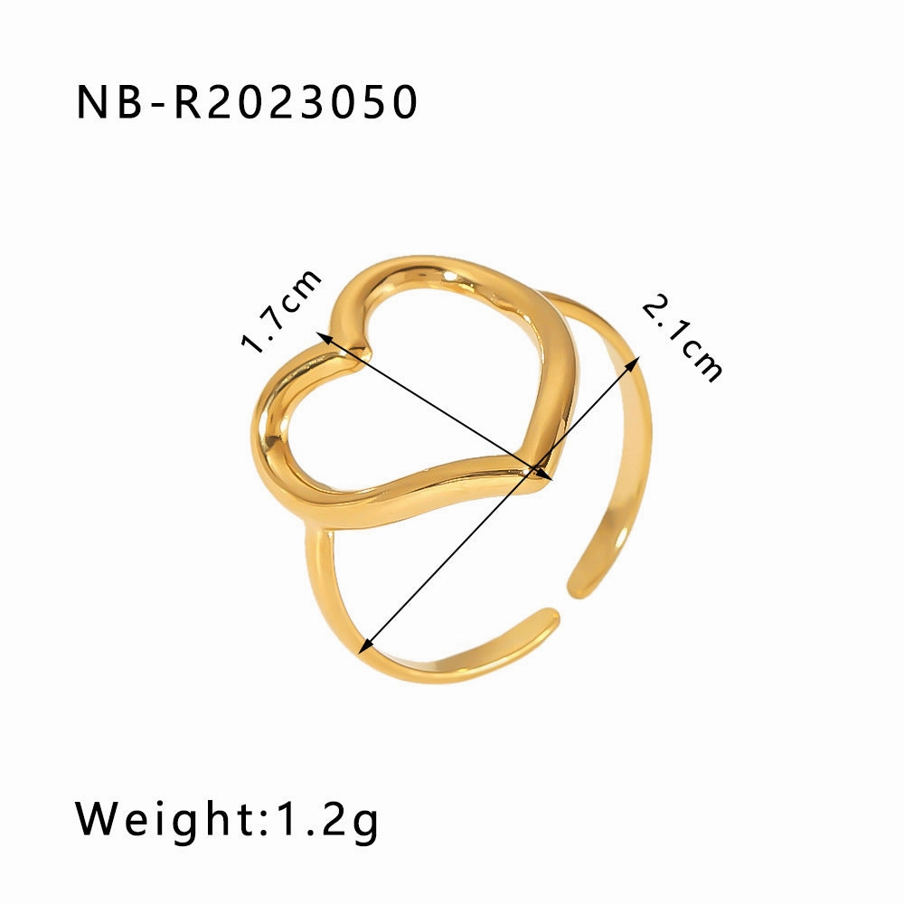 Wholesale commuter stainless steel open ring heart-shaped geometric titanium steel ring fashion simple  Personality ring female