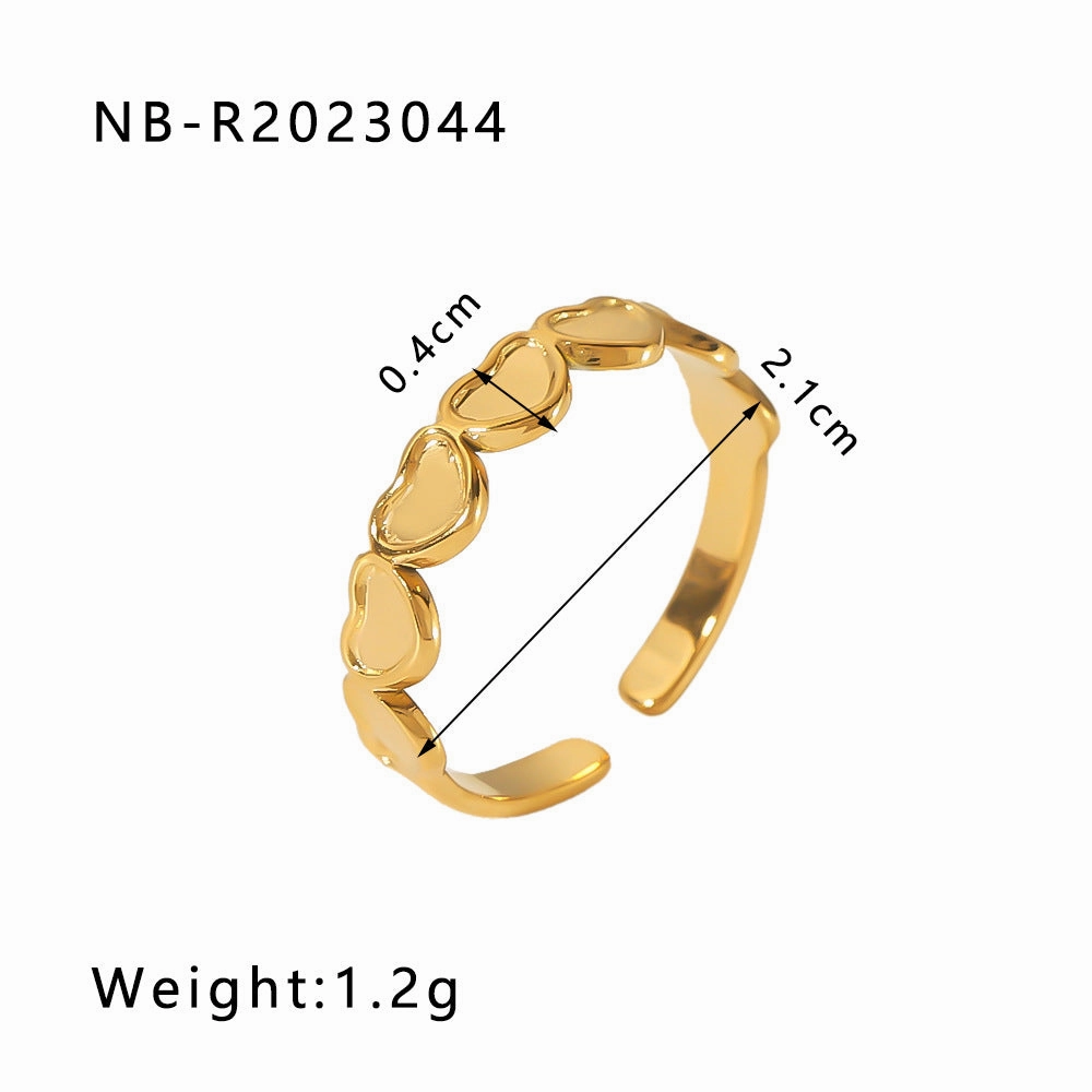 Wholesale commuter stainless steel open ring heart-shaped geometric titanium steel ring fashion simple  Personality ring female