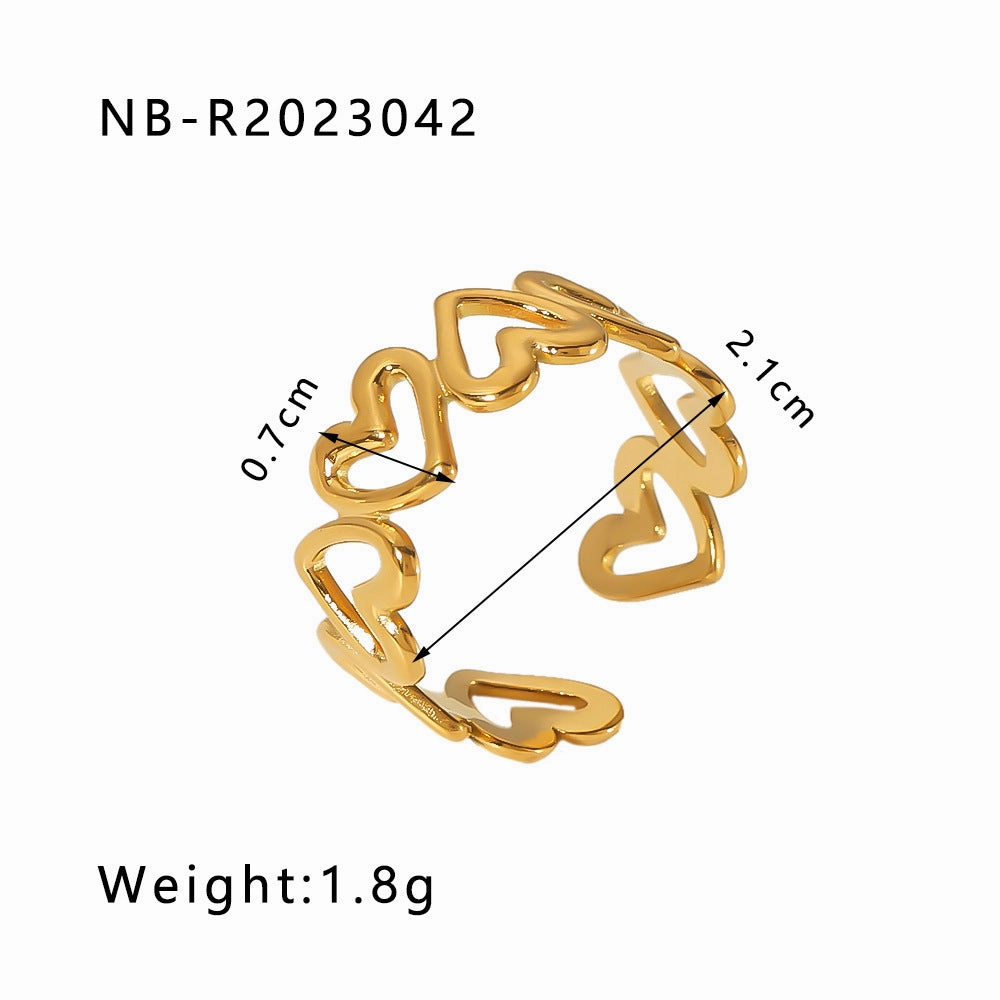 Wholesale commuter stainless steel open ring heart-shaped geometric titanium steel ring fashion simple  Personality ring female