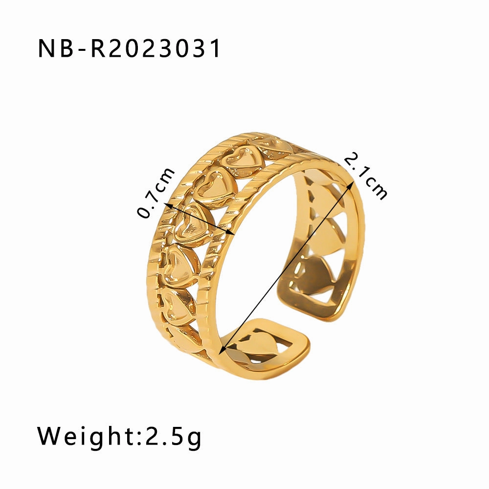 Wholesale commuter stainless steel open ring heart-shaped geometric titanium steel ring fashion simple  Personality ring female
